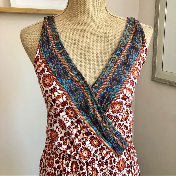 Surplice Boho Floral Criss Cross Back Romper - Picture 3 of 16